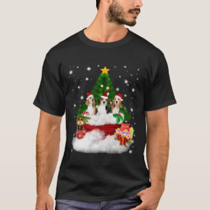 Three Beagles Santa Claus With Christmas Tree T-Shirt
