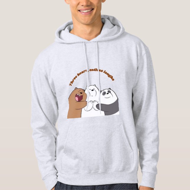 Three Bears Fun – Cute Clothing Design Hoodie (Front)
