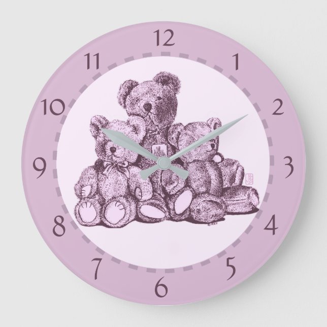 Three Bears Numbered Round Acrylic Wall Clock (Front)