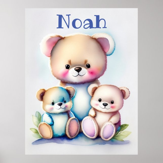three bears - watercolor for kids poster (Front)