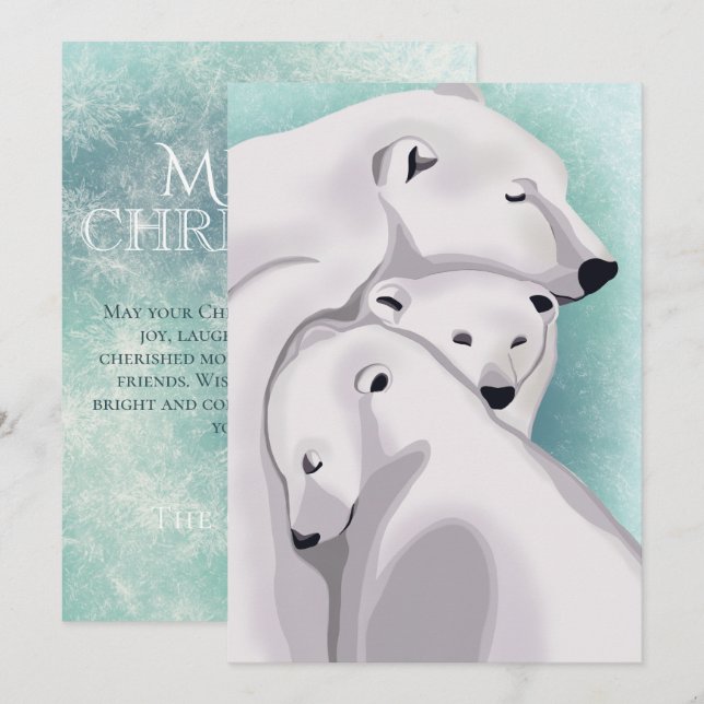 Three Bears Winter Wonderland - Merry Christmas  Invitation (Front/Back)