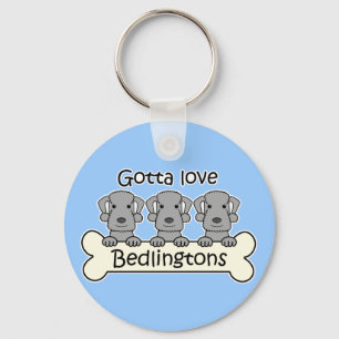 Three Bedlington Terriers Keychain