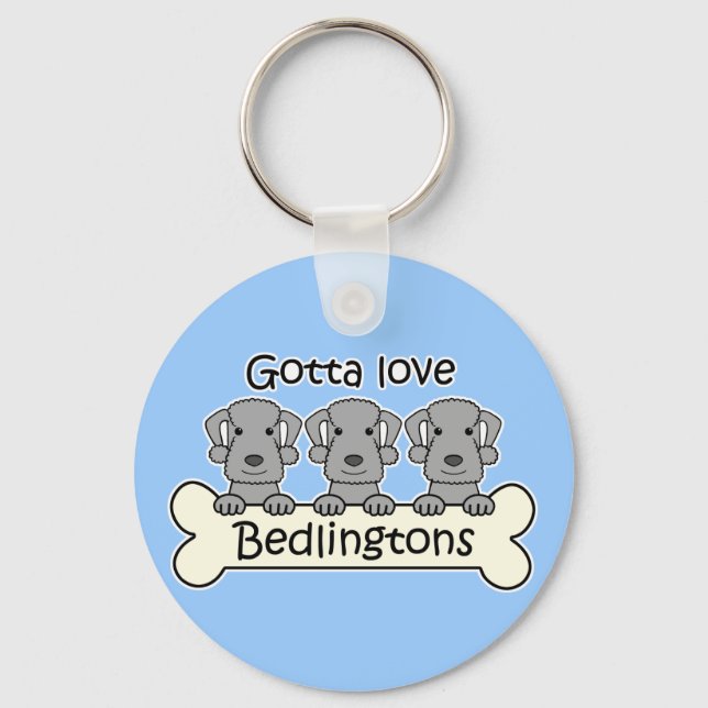 Three Bedlington Terriers Keychain (Front)