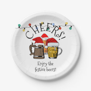 THREE BEERS CHEERS Christmas Paper Plate