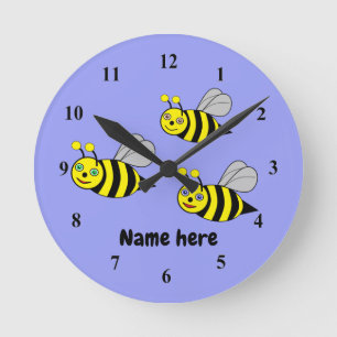 Three Bees on a blue Acrylic wall clock