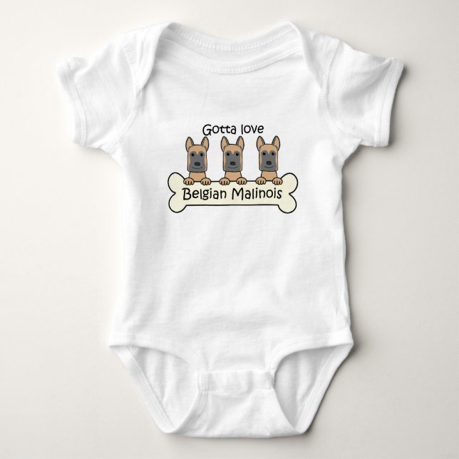 Three Belgian Malinois Baby Bodysuit (Front)