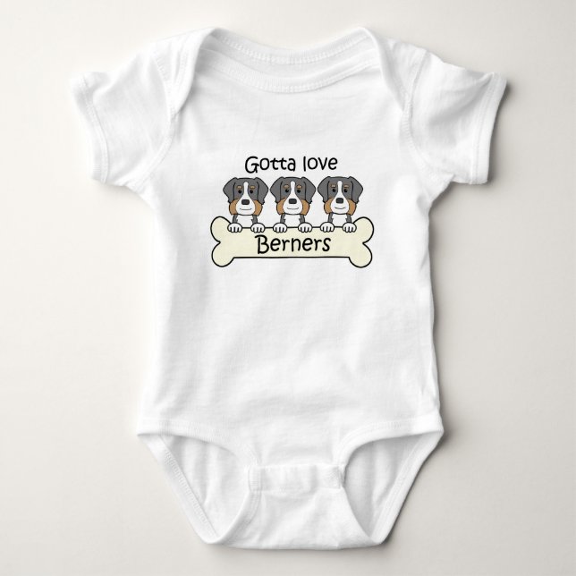 Three Bernese Mountain Dogs Baby Bodysuit (Front)