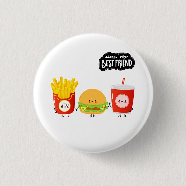 Three Best Friends Cute Food 1 Inch Round Button (Front)