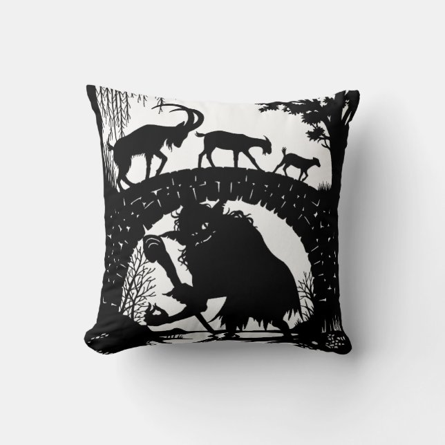 Three Billy Goats Gruff  Throw Pillow (Front)