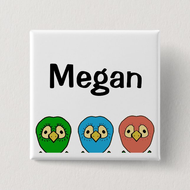 three birds Megan 2 Inch Square Button (Front)