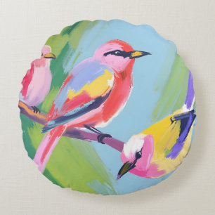 Three Birds Round Pillow