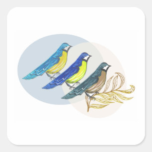 Three Birds Square Sticker