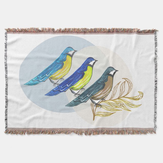 Three Birds Throw Blanket (Front)