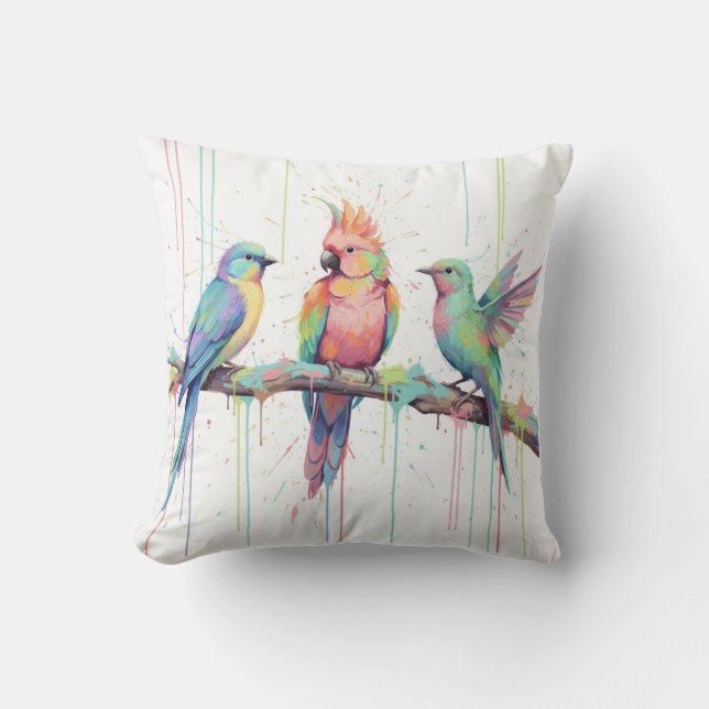 Three Birds Throw Pillow (Front)