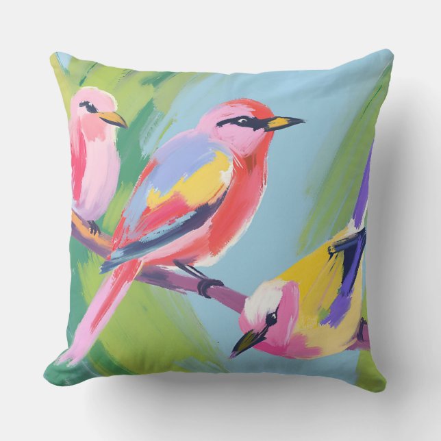 Three Birds Throw Pillow (Front)