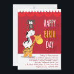 Three Birthday Friends Invitation<br><div class="desc">A juvenile birthday party invitation featuring a monkey, zebra and a giraffe. Perfect for either gender. The card is easy to customize with your wording, font, font colour, paper shape options and choice of six paper types. White envelopes included. Nervous about designing and ordering your card online? No need to...</div>