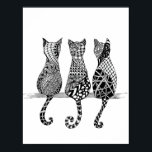 Three Black and White Cats Print<br><div class="desc">This art form is an easy-to-learn, relaxing, and fun way to create beautiful images by drawing structured patterns. Almost anyone can use it to create beautiful images. It increases focus and creativity, provides artistic satisfaction along with an increased sense of personal well being. It is enjoyed all over the world...</div>