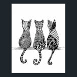 Three Black and White Cats Print<br><div class="desc">This art form is an easy-to-learn, relaxing, and fun way to create beautiful images by drawing structured patterns. Almost anyone can use it to create beautiful images. It increases focus and creativity, provides artistic satisfaction along with an increased sense of personal well being. It is enjoyed all over the world...</div>
