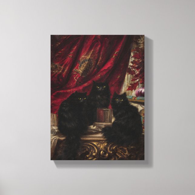 Three Black Cats Canvas Print (Front)