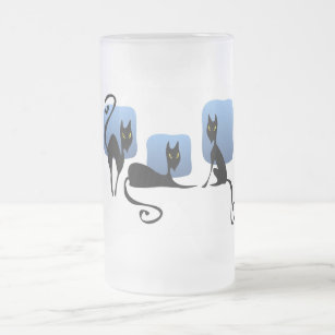 Three Black Cats Frosted Glass Frosted Glass Beer Mug