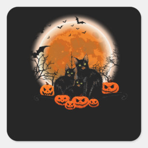 Three black cats - Halloween Square Sticker