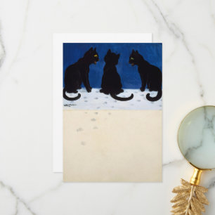 Three Black Cats in the Snow by Louis Wain Thank You Card