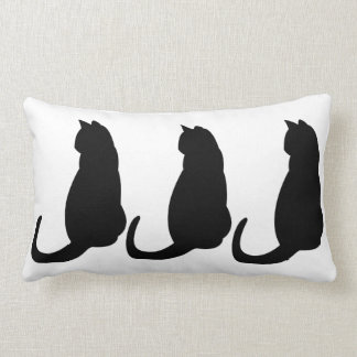 Three Black Cats Lumbar Pillow
