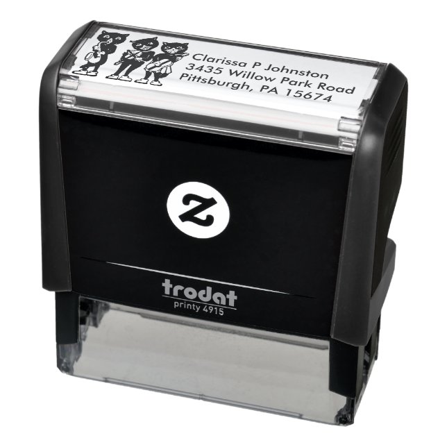 Three Black Cats White Shoes Playing Music Self-inking Stamp (Product)