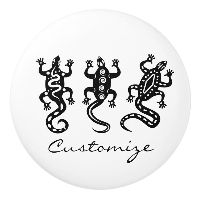 Three Black Lizards Thunder_Cove Southwest Style Ceramic Knob (Front)