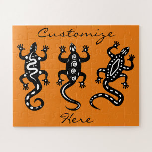 Three Black Lizards Thunder_Cove Southwest Style Jigsaw Puzzle