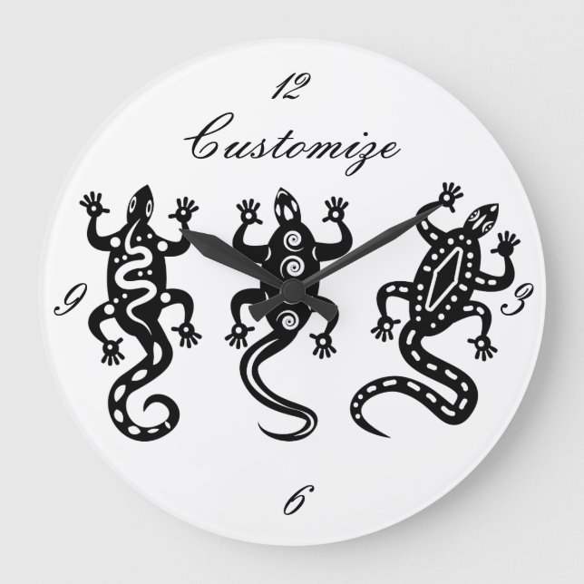 Three Black Lizards Thunder_Cove Southwest Style Large Clock (Front)