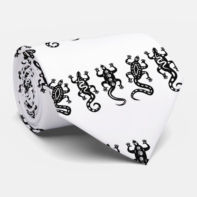 Three Black Lizards Thunder_Cove Southwest Style Tie (Rolled)