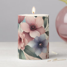 "THREE BLOSSOMS" - PILLAR CANDLE