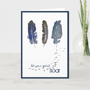 Three Blue Feathers Greeting Card