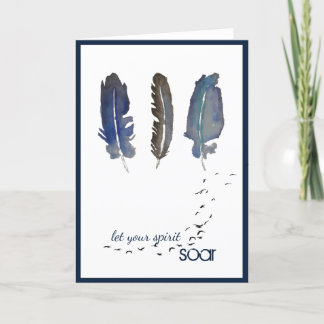 Three Blue Feathers Greeting Card