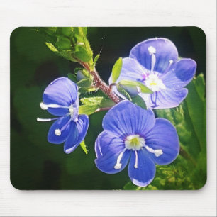 Three Blue Flowers Mouse Pad