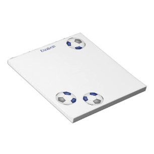 three blue grey soccer balls personalized notepad