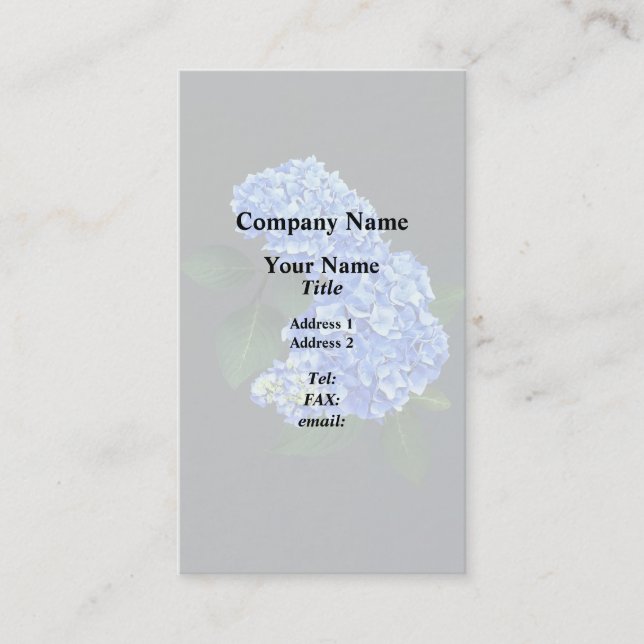 Three Blue Hydrangea Business Card (Front)