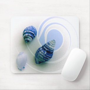Three blue sea shells mouse pad