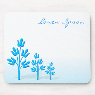 Three Blue Trees Mouse Pad