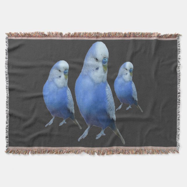 three blue wavy throw blanket (Front)