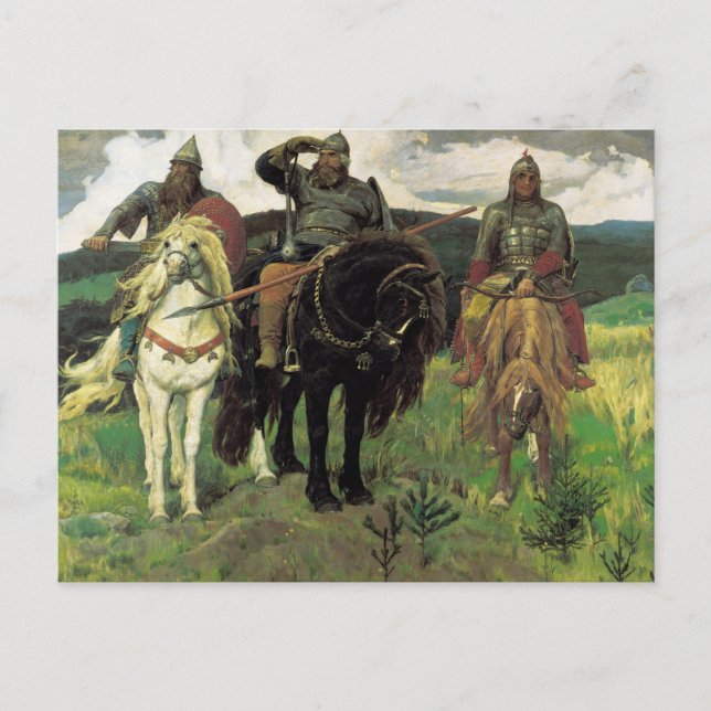 Three Bogatyrs (1898) by Viktor Vasnetsov Print Postcard (Front)