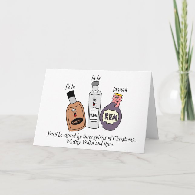 Three boozy Spirits of Christmas Holiday Card (Front)