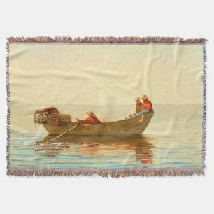 Three Boys a Dory with Lobster Pots Winslow Homer Throw Blanket