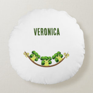 Three broccoli round pillow