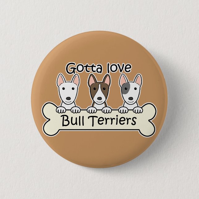 Three Bull Terriers 2 Inch Round Button (Front)