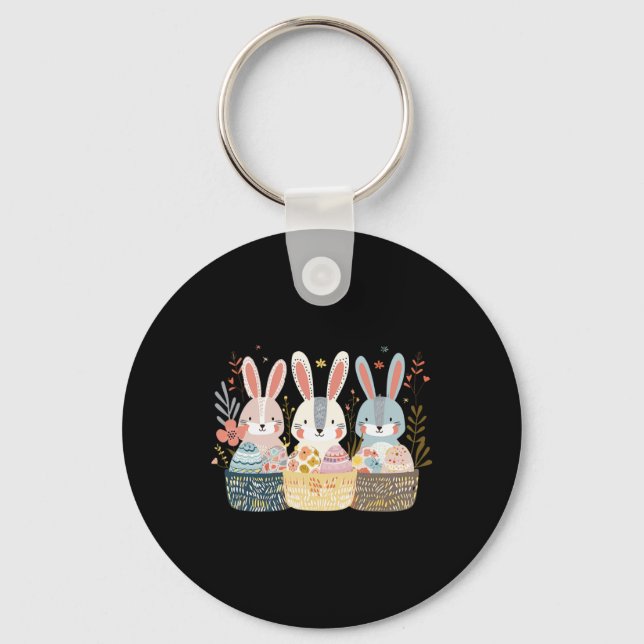 Three Bunny Easter Bunny Bunny Ears Graphic  Keychain (Front)