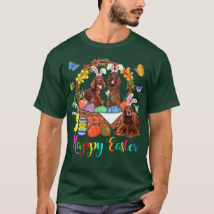 Three Bunny Irish Setter Dogs In Easter Eggs Baske T-Shirt