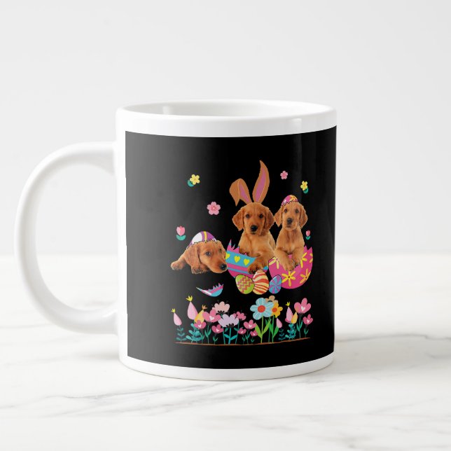 Three Bunny Labrador Retriever Dogs In Easter Eggs Large Coffee Mug (Left)