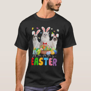 Three Bunny Ragdoll Cats Easter Egg Basket Easter T-Shirt